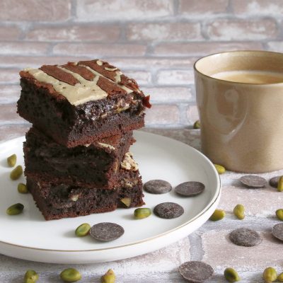 Brownie marbré fondant chocolat pistache
