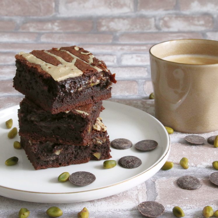 Brownie marbré fondant chocolat pistache
